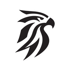 Tribal Eagle Silhouette Bold Black and White Vector Logo	