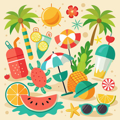 seamless pattern with summer icons