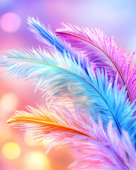 Obraz premium Colorful feathers, abstract background, artistic, vibrant colors, decorative, use for design, social media, or print