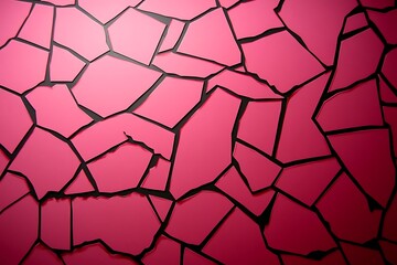 Obraz premium Cracked mirror effect with abstract pink shards on dark background