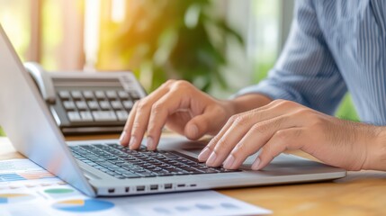 Small Business Tax Strategy for Owners Working on Financial Planning at Desk with Laptop