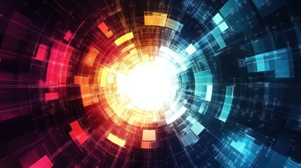 Abstract digital vortex with vibrant colors and light