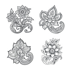 Floral Mandala Pattern for Henna Art. Ethnic Indian Decoration. Hand-Drawn Outline Design