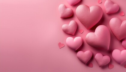 Fototapeta premium valentine day pink hearts on pink background