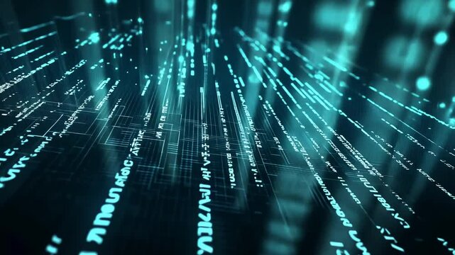 Futuristic Digital Code Rain Animation for Technology Background Loop