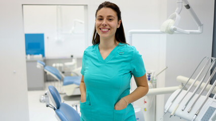 Confident dental technician her office