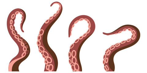 Set of purple tentacles octopus Vector illustration