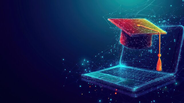 Digital Graduation Cap on Laptop