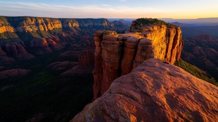 Fototapeta premium Dramatic red rock pinnacle at sunrise