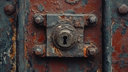 Rusty padlock close-up abandoned location photo urban environment macro view security concept