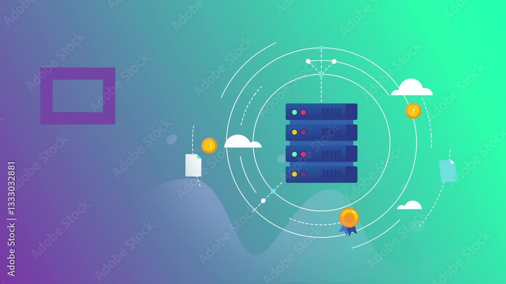 Poster server infrastructure and network connectivity - animated concept