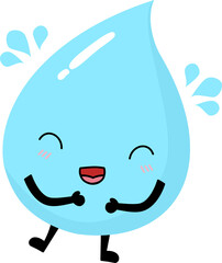 Happy water drop character with a joyful expression, perfect for World Water Day or environmental themes.