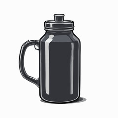 Fototapeta premium Dark Gray Water Bottle with Handle and Lid. Vector image