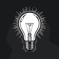 Lightbulb Idea Urban Skyline Graphic Illustration. Vector image