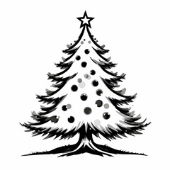 Obraz premium Ornate Decorated Christmas Tree Graphic Design. Vector image