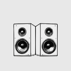 Stereo Speaker Pair Sketch Illustration. Vector image