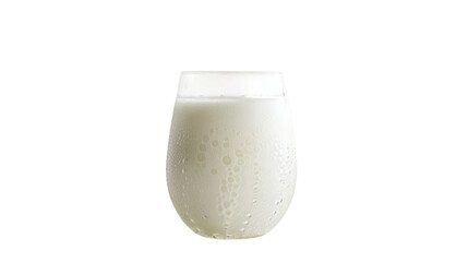Glass of fresh milk with condensation isolated on a white background