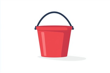 Red bucket flat vector illustration isolated on white background