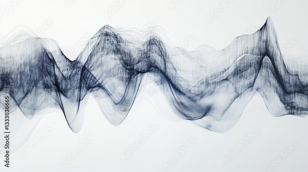 Aufkleber oscillating lines create abstract sound wave on white background, with modern minimalist design in g