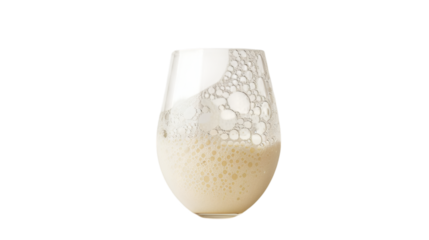 Glass of fresh milk with condensation isolated on a white background