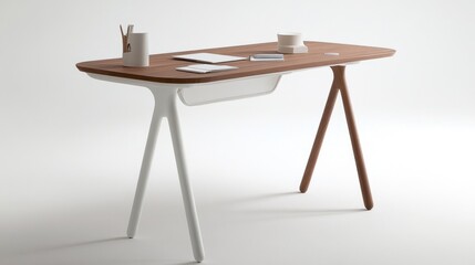Fototapeta premium Minimalist work desk with a spacious top, perfect for home and corporate offices