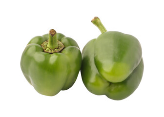 Fresh green bell pepper isolated on transparent background