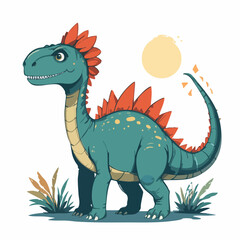 Cartoon Spiked Dinosaur Illustration. Vector image