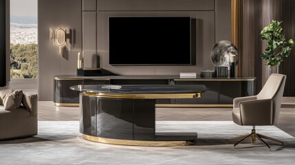 Modern home office desk with a spacious work surface, elegant and durable design