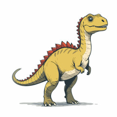 Obraz premium Cartoon Spiked Dinosaur Illustration. Vector image