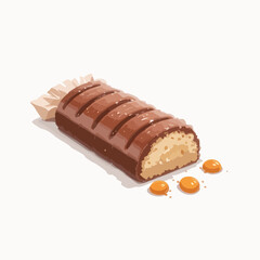 Chocolate Cream Filled Candy Bar with Orange Spheres. Vector image