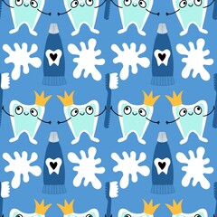 Medicine seamless teeth pattern for wrapping paper and fabrics and linens
