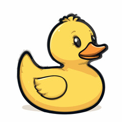 Cute Cartoon Rubber Duckling Illustration. Vector image