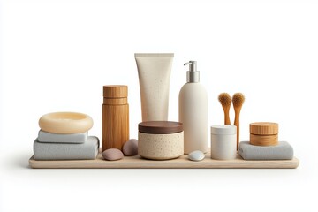 Set with different spa products isolated on white