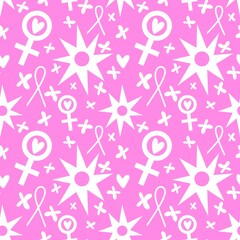 Breast cancer month seamless pink ribbon day mammogram pattern for medical accessories and medicine textiles