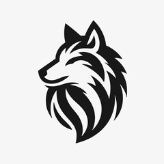 Obraz premium Stylish Wolf Head Vector Graphic in Black and White Minimalist Design Profile View Illustration