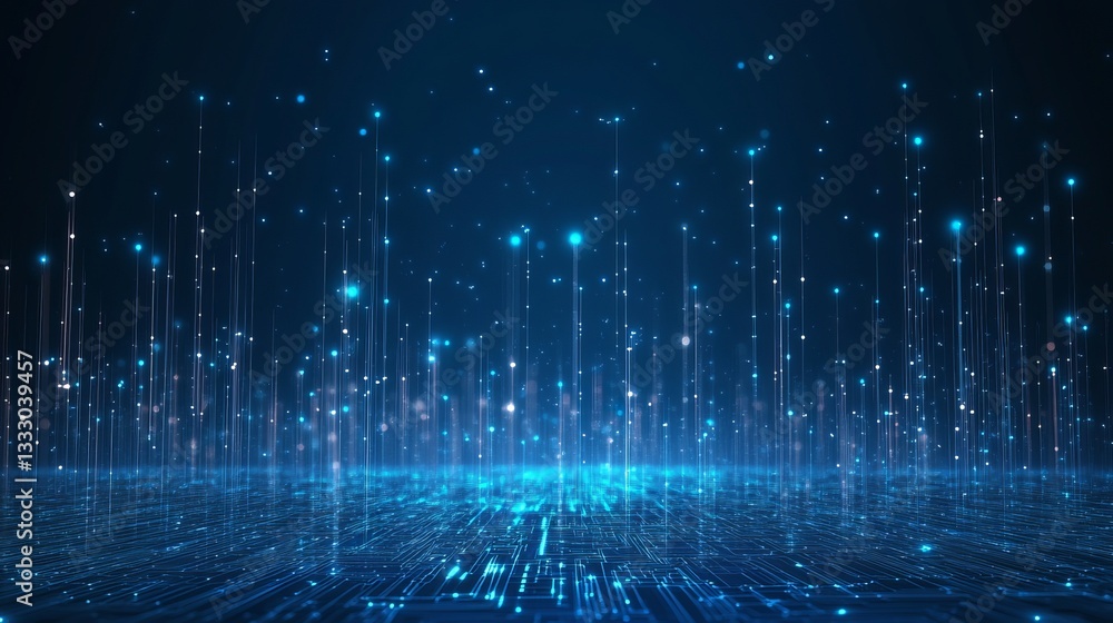Wall mural abstract digital technology background blue glowing lines network circuit board futuristic innovatio
