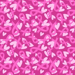 Breast cancer month seamless pink ribbon day mammogram pattern for medical accessories and medicine textiles