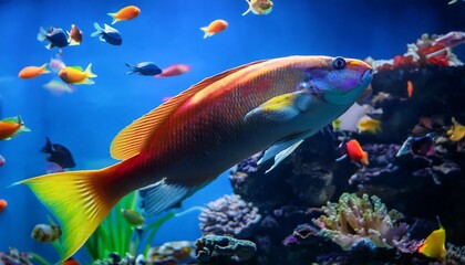 Fototapeta premium colorful fish glide through a vibrant aquarium