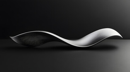 Abstract S-Shaped Metal Wave Sculpture on Dark Background. Artful, modern decor with smooth curves and a cool, metallic finish, perfect for adding a touch of elegance.