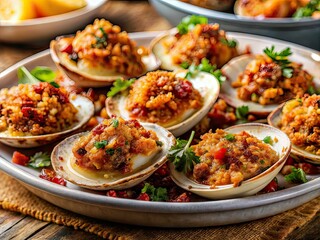 Baked Cherrystone Clams Casino - High Definition Seafood Dish
