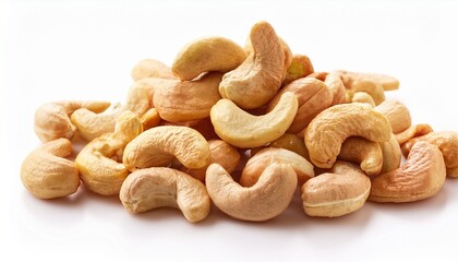 Fototapeta premium pile of cashew nuts isolated on white background ai generated