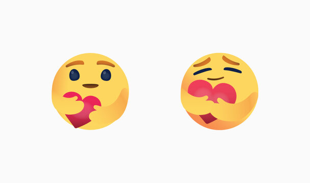 Popular Social Media  emoji Empathetic reaction " Care" Hugging heart. Vector Eps 10. Detailed emoji. Social networking service