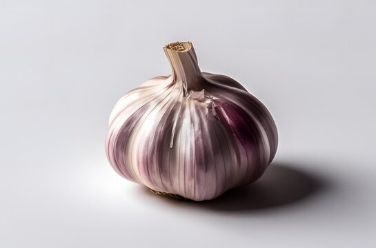 Single garlic isolated on white background