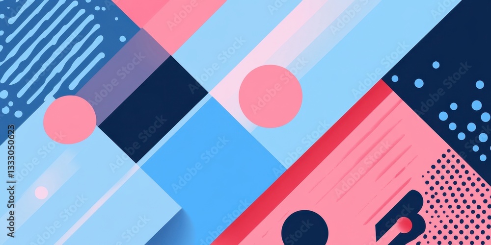 Poster blue background with diagonal geometric shapes, creating an abstract and modern presentation design 