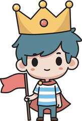 Cute boy wearing gold crown illustration 