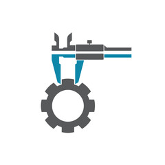 vernier calipers combined with gear, vector art.