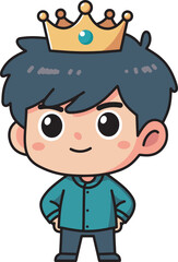 Cute boy wearing gold crown illustration 