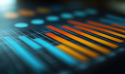 Blue and orange digital bar chart with grid and circles