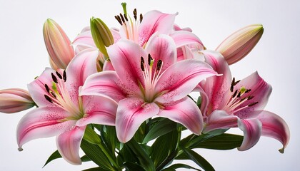 Fototapeta premium beautiful pink lily flower bouquet isolated on transparent background