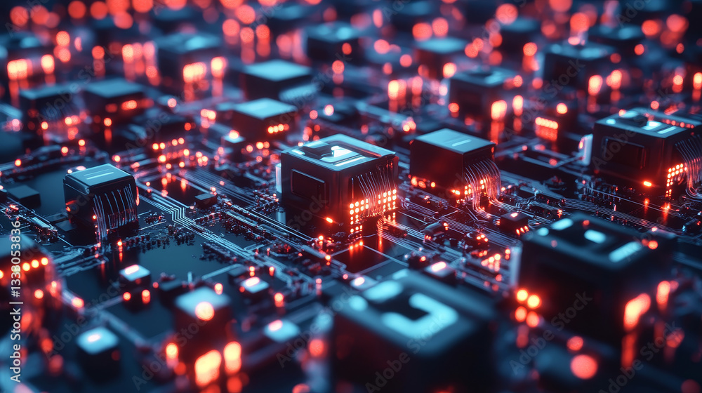 Poster cryptocurrency mining farm generating digital currency with multiple usb connected devices and power